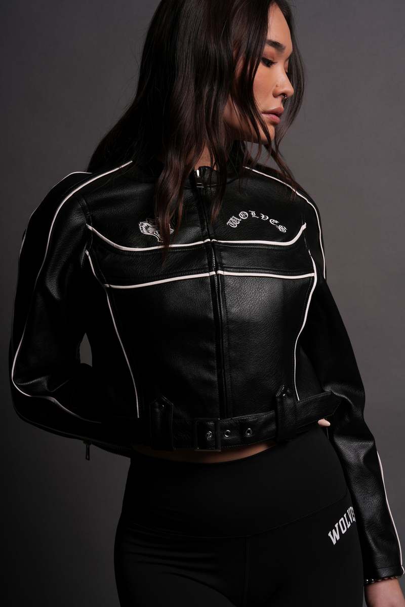 Darc Sport Chopper Wolf Letty Moto Jacket Black/White | VPTHJ8564