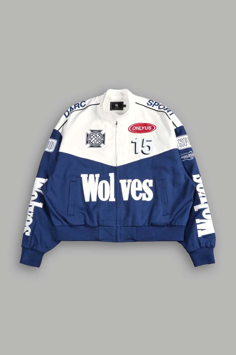 Darc Sport ONLYUS Gordon Unisex Racing Jacket White/Blue | SHMZE9758