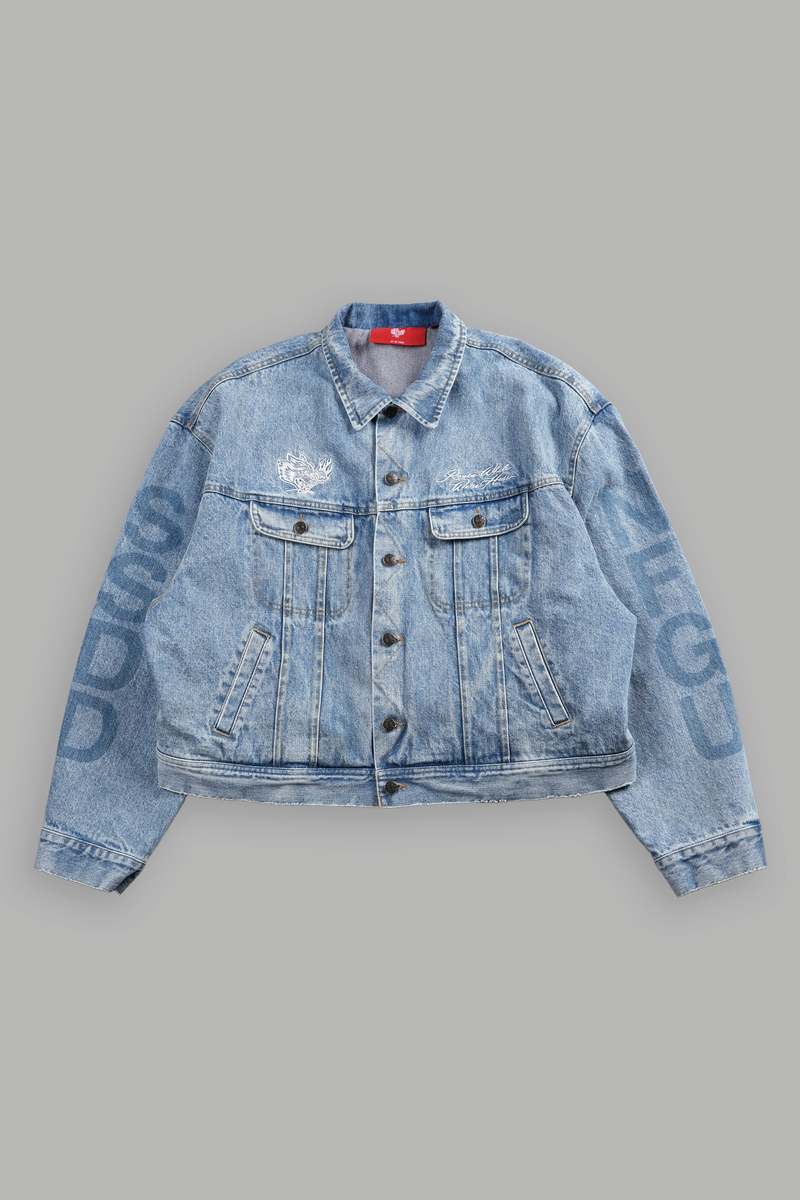 Darc Sport Roses While We're Here Cropped American Denim Jacket Albastru Deschis | TDIFK0748