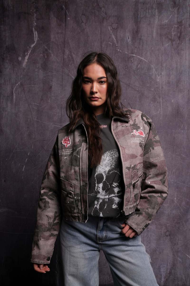 Darc Sport Wolves Among Roses Wayland Cropped Jacket Camuflaj | XZRVJ6087