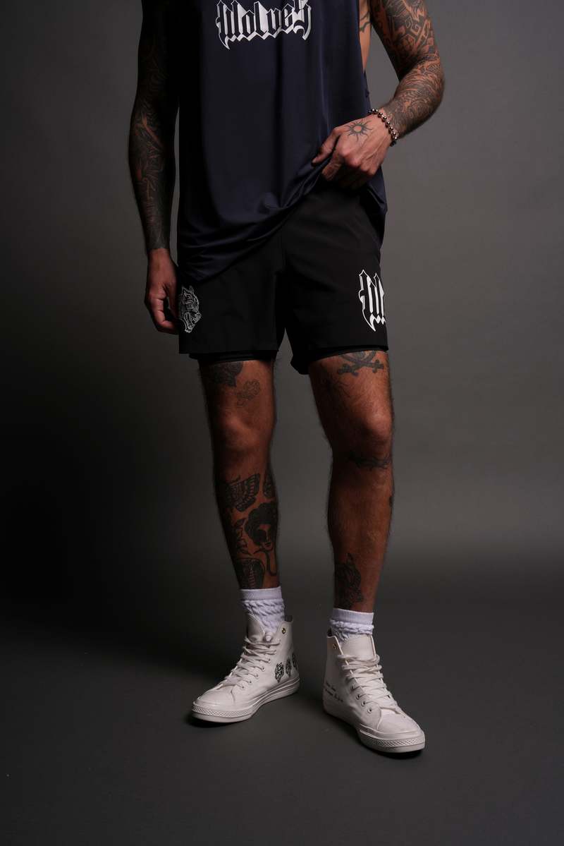 Darc Sport Wolves Represent Compression Shorts Negrii | JCXNY5968